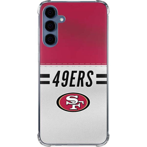 NFL San Francisco 49ers White Striped Galaxy A35 5G Clear Case